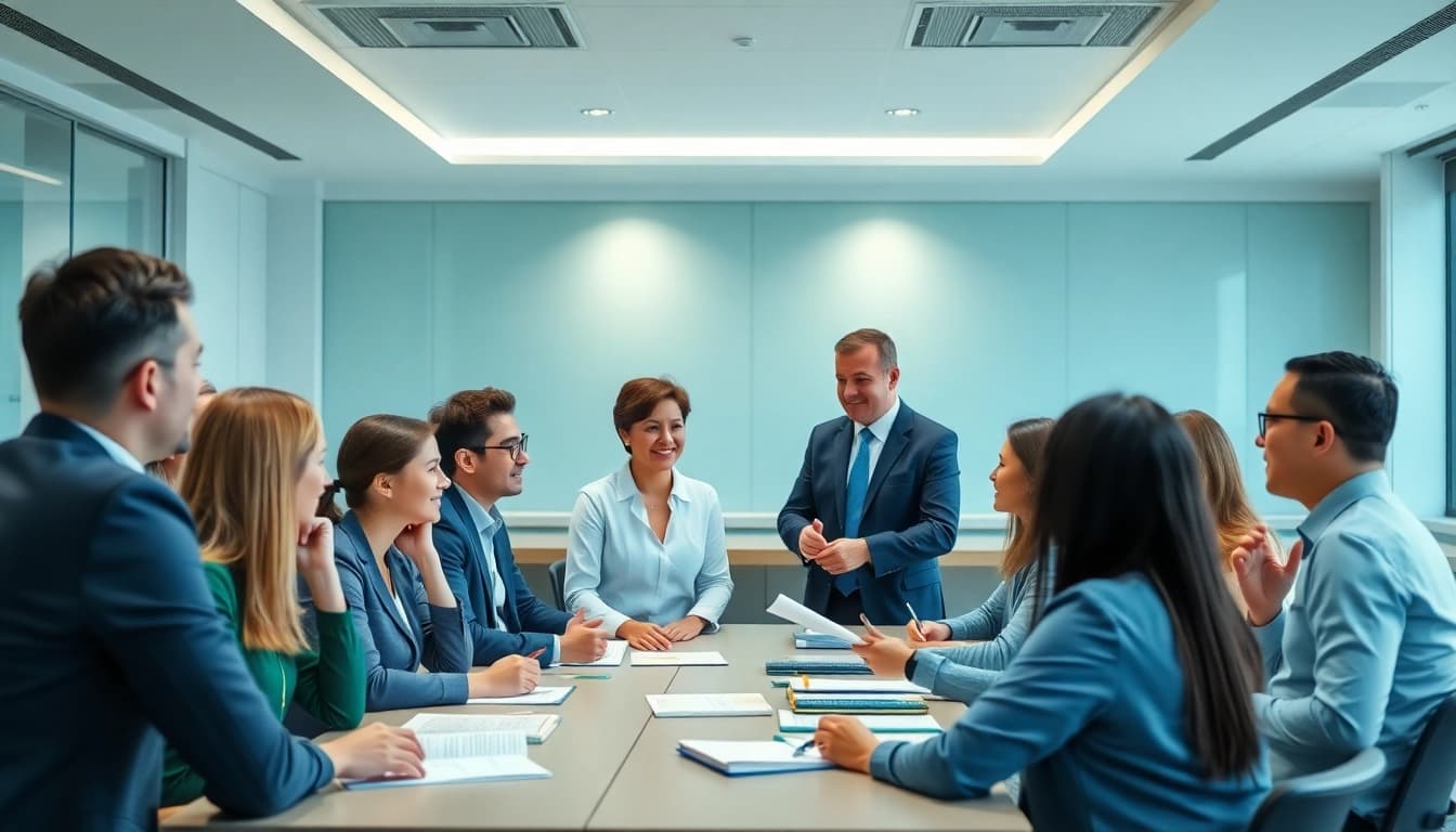 Enhance your skills with effective Front desk training featuring diverse participants in an interactive setting.