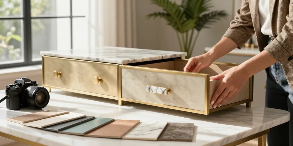 High-end handles showcased on elegant cabinetry, highlighting luxury design elements in a stylish interior.