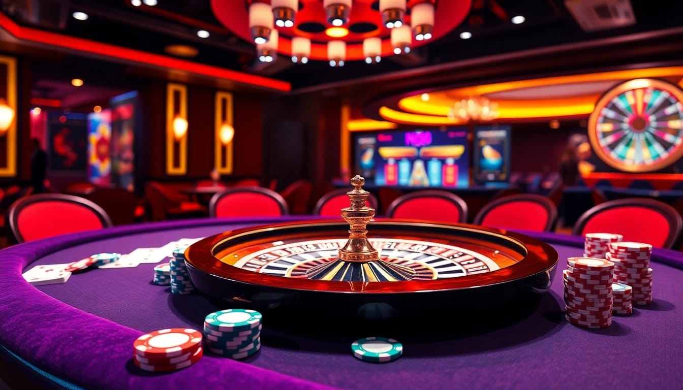 Experience the excitement of online gambling with nn88's vibrant casino scene featuring poker chips and roulette.