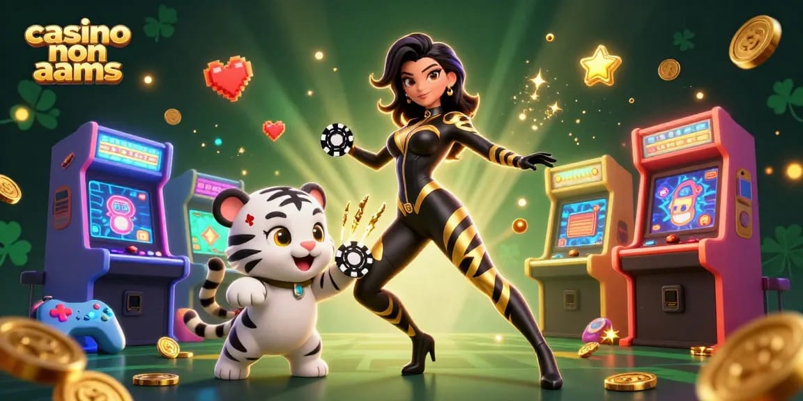 Scopri giochi emozionanti nei casino non aams con personaggi vivaci e elementi del casinò in mostra.