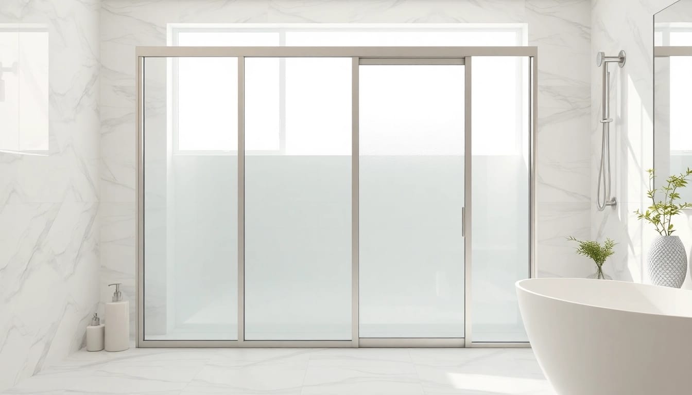 Enhance your bathroom with sleek sliding shower doors featuring a modern design and elegant finish.