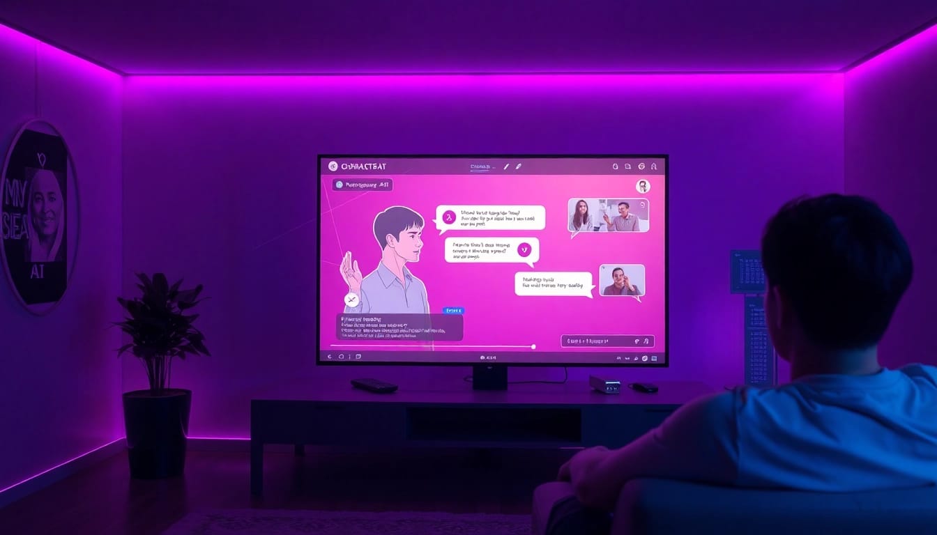 Interactive virtual chat showcasing ai sex characters in a modern interface.
