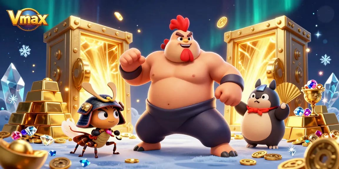 Vmax delivers exhilarating casino thrills with powerful characters and dazzling gold treasures in an animated showdown.