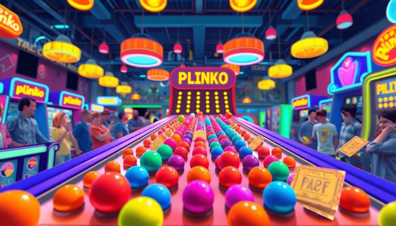 Permainan demo plinko sedang berlangsung dengan bola jatuh melalui pin di papan.