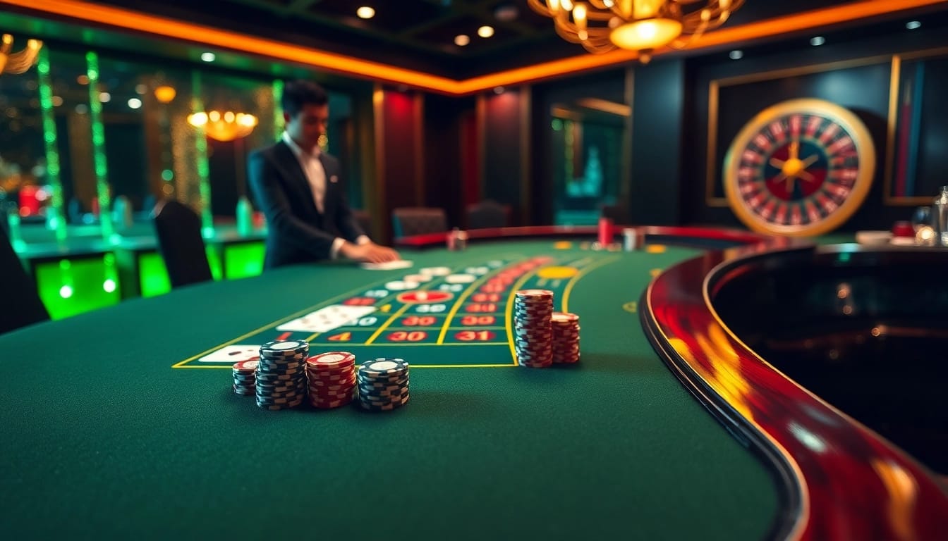 Experience the excitement of f8bet with vibrant casino action at a blackjack table.