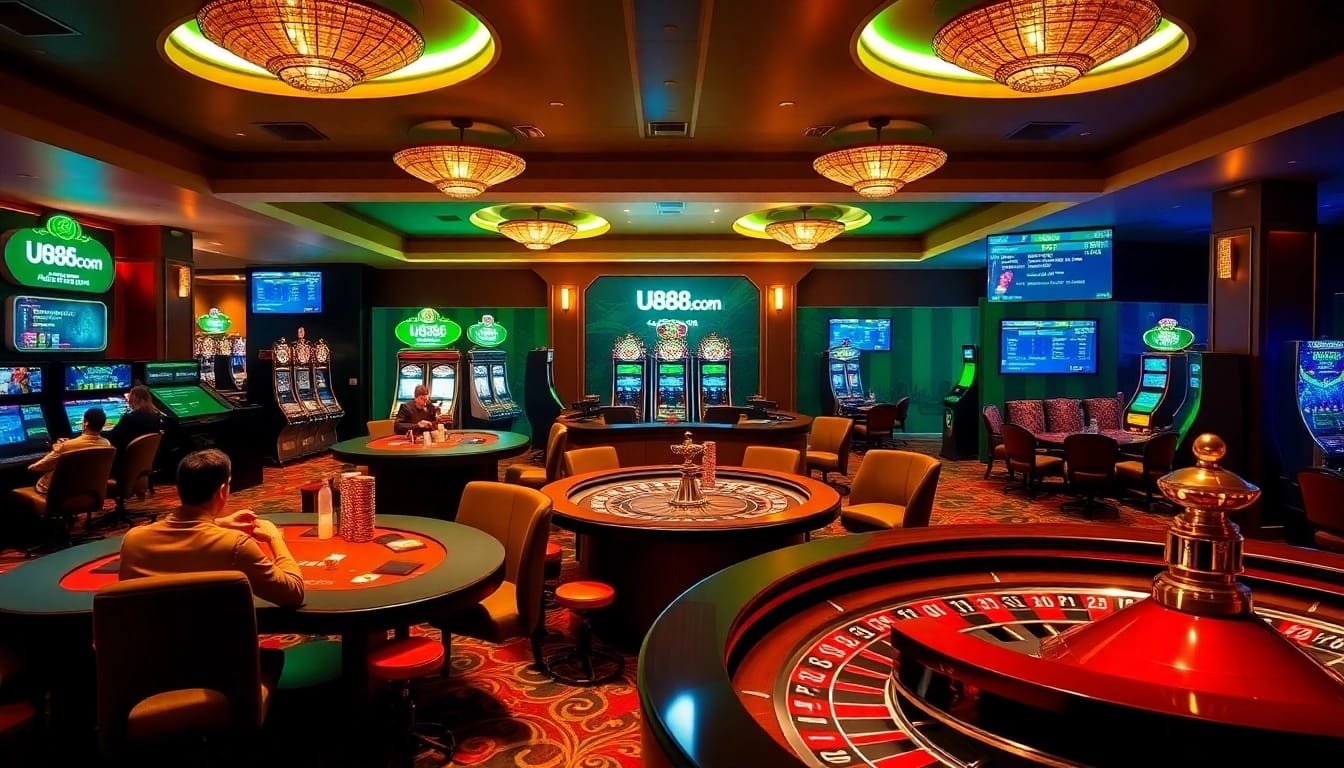 Experience the thrill of U888 com's online gaming with exciting poker tables and vibrant slot machines.