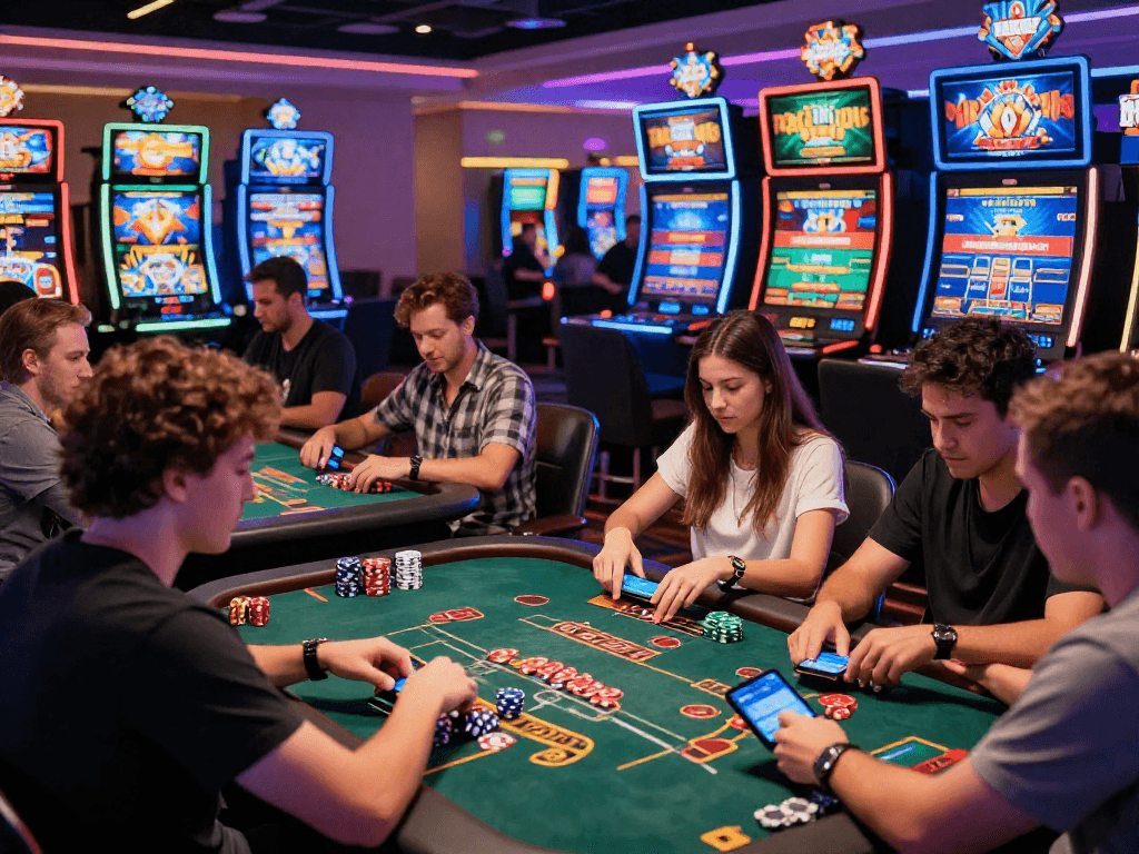 Players enjoying games at online casinos that accept credit cards, highlighting vibrant atmosphere and payment options.