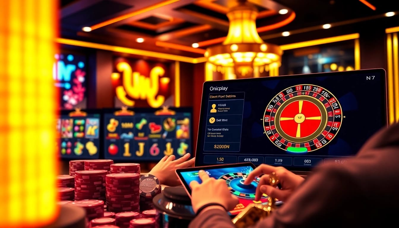 Engage with Onicplay's dynamic slot games in a luxurious online casino environment.