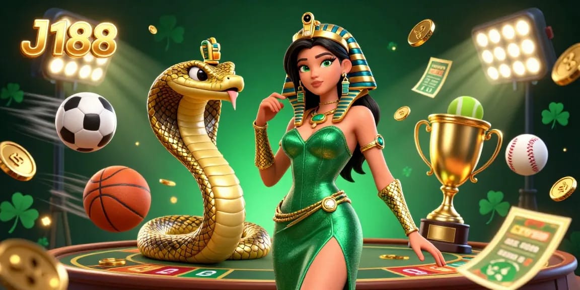 Bet on thrilling sports at J188's vibrant online casino, featuring dynamic game elements and a stunning atmosphere.