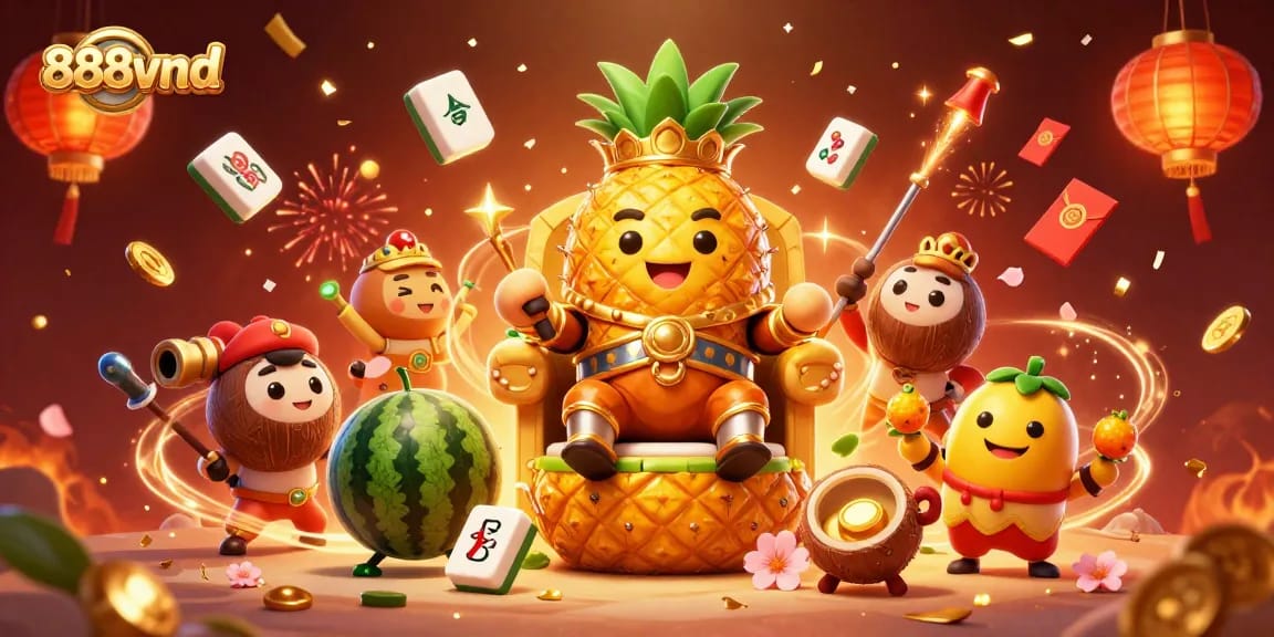 Engage in thrilling games at 888vnd with unique casino characters and vibrant celebratory elements.