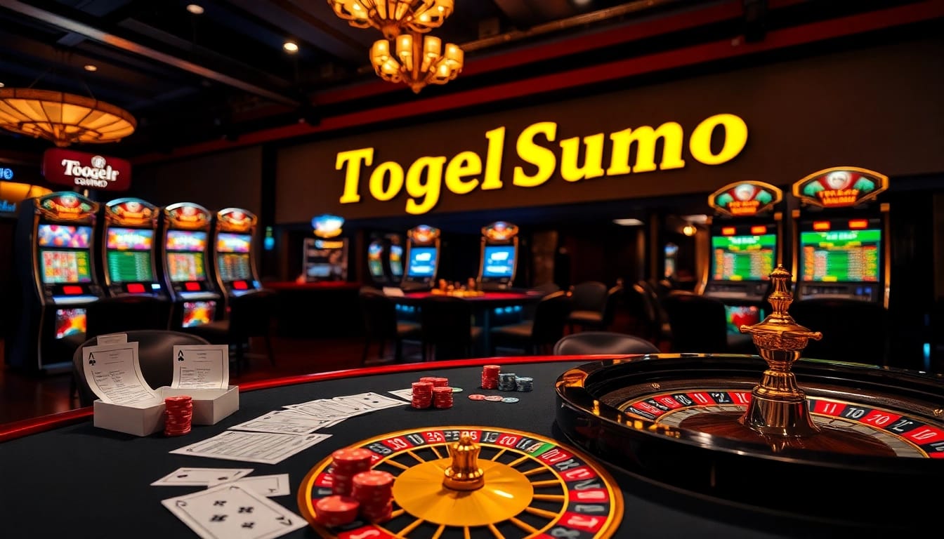 Taruhan Togelsumo ditempatkan pada roda roulette mewah dan mesin slot yang berwarna-warni di lingkungan kasino profesional.