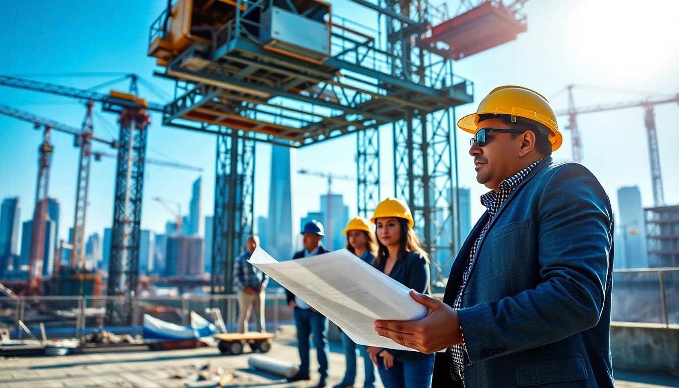 Manhattan Construction Manager leading a diverse team on a vibrant construction site.