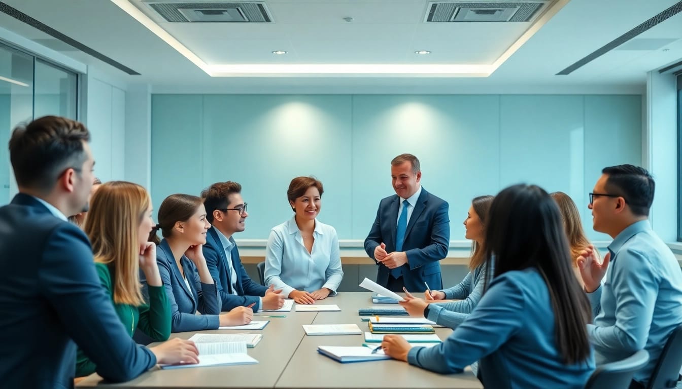Enhance your skills with effective Front desk training featuring diverse participants in an interactive setting.