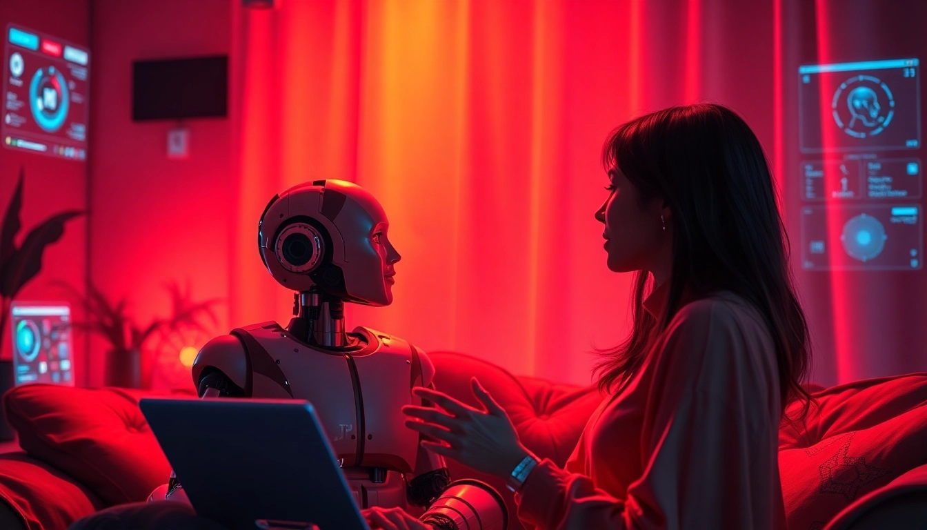 Experience engaging sex chat AI interactions in a cozy digital setting.