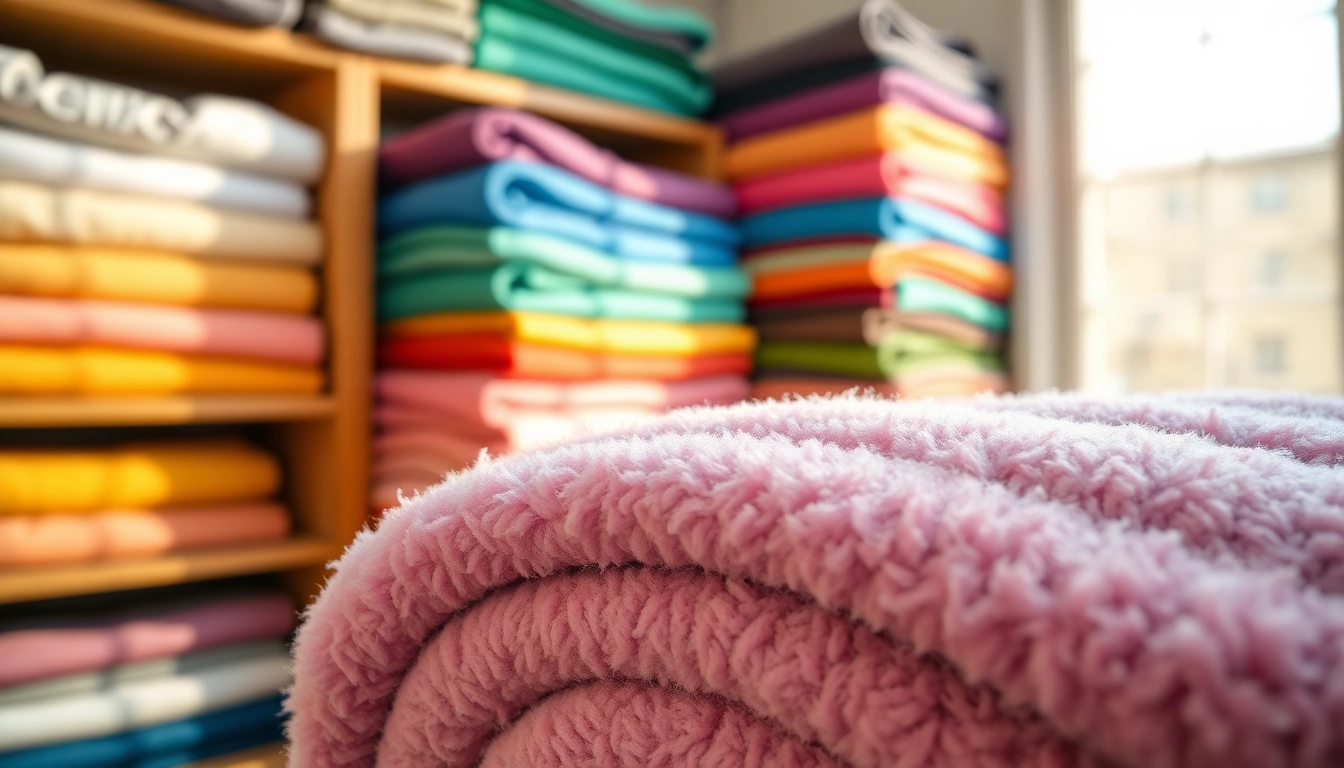 Fleece stof per meter in diverse kleuren op een houten plank, perfect voor creatieve projecten.