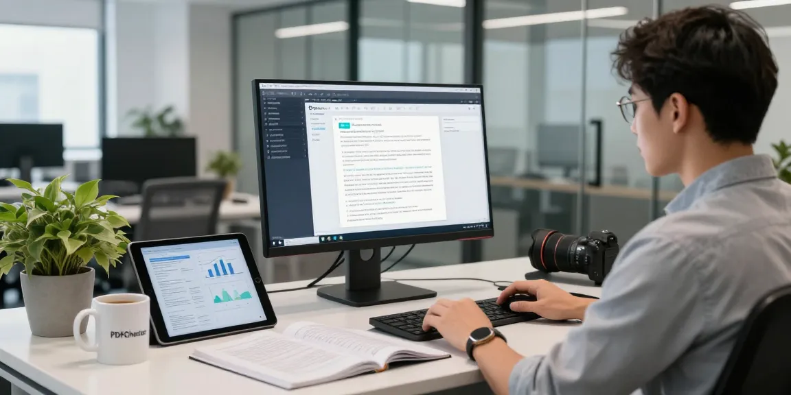 Detect PDF fraud through advanced AI verification technology in a modern office.