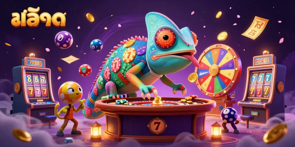 Experience thrilling สล็อต action with a vibrant casino scene filled with dynamic characters and game elements.