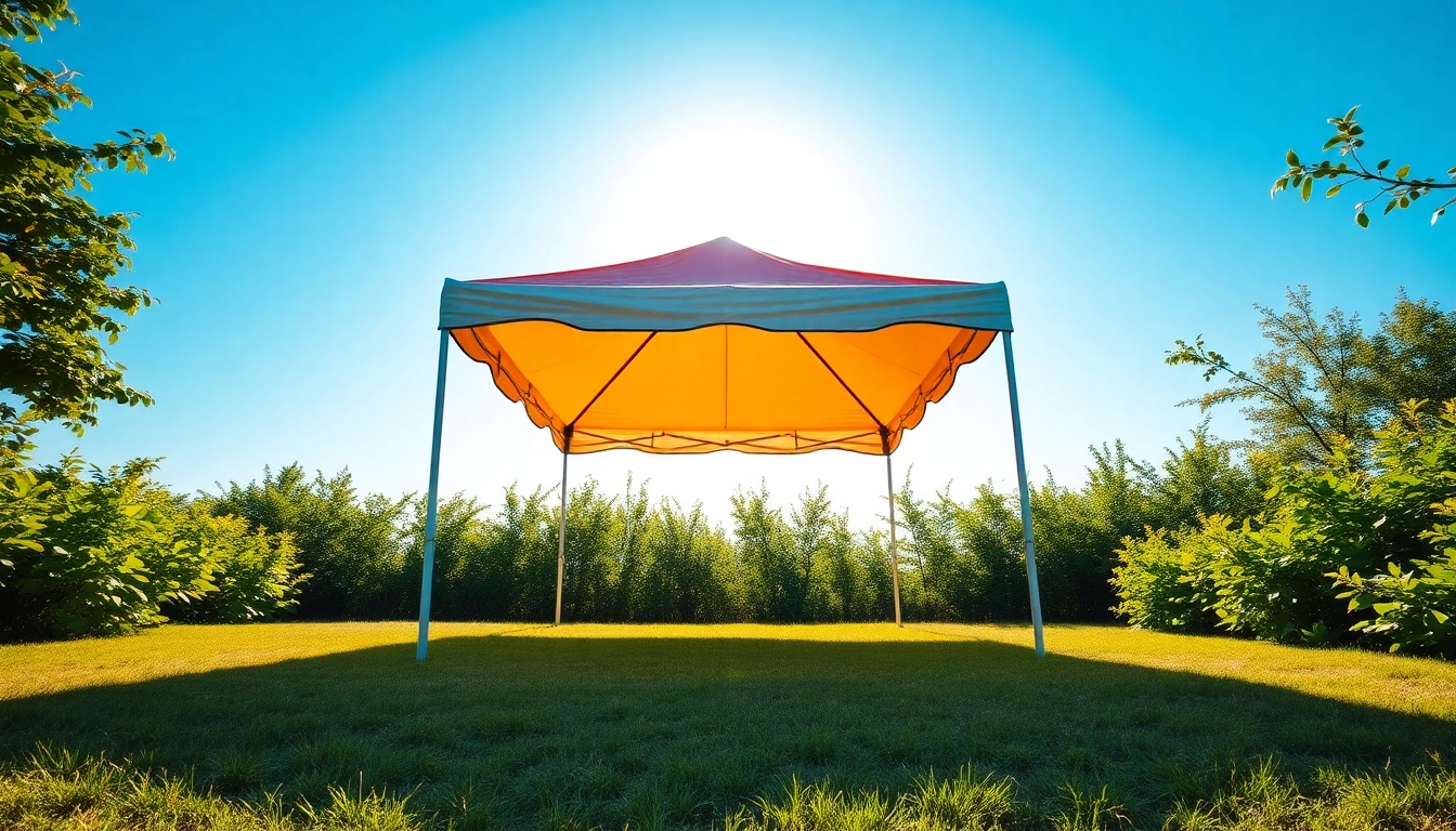 Host an event under a durable pop up canopy surrounded by greenery and vibrant colors.