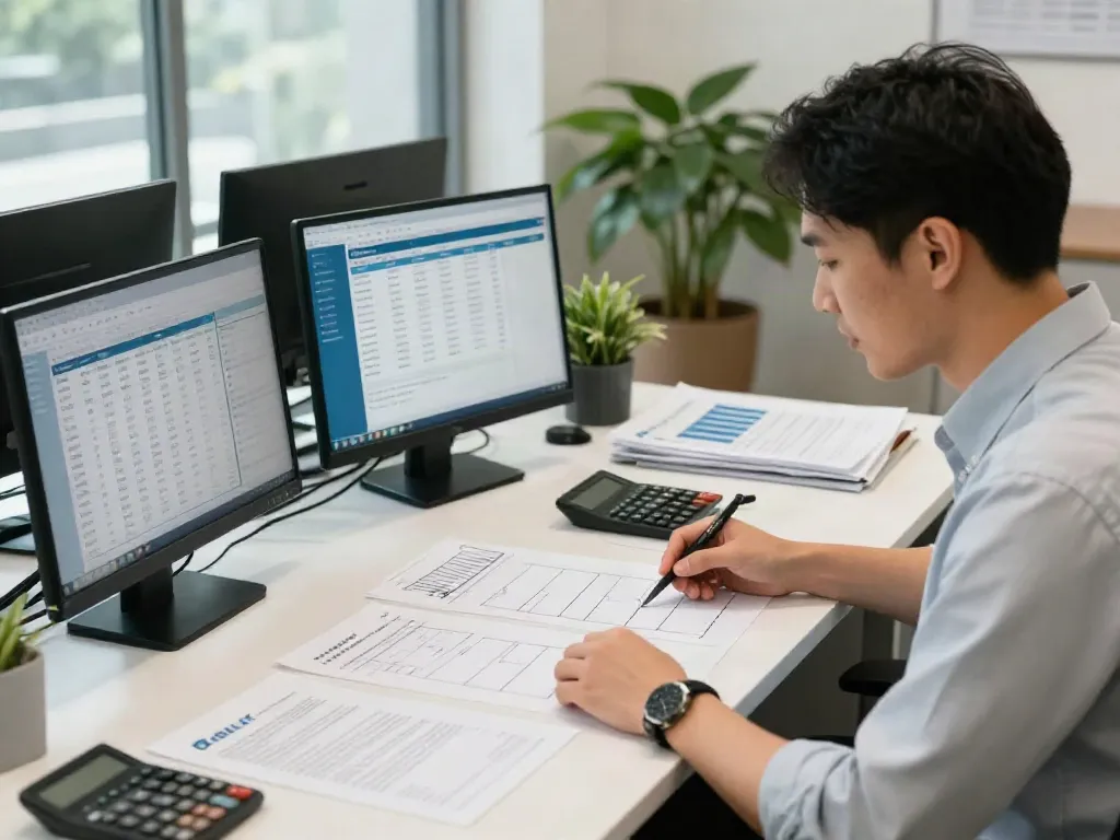 Become a service bureau: Tax preparer assisting a client in a modern office.