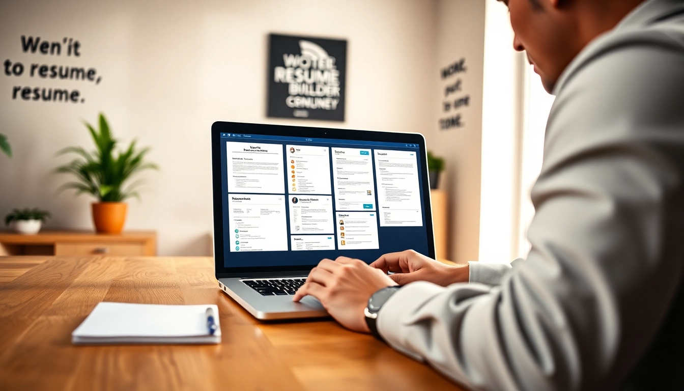 Create a standout Resume Builder with user-friendly templates in a modern workspace.