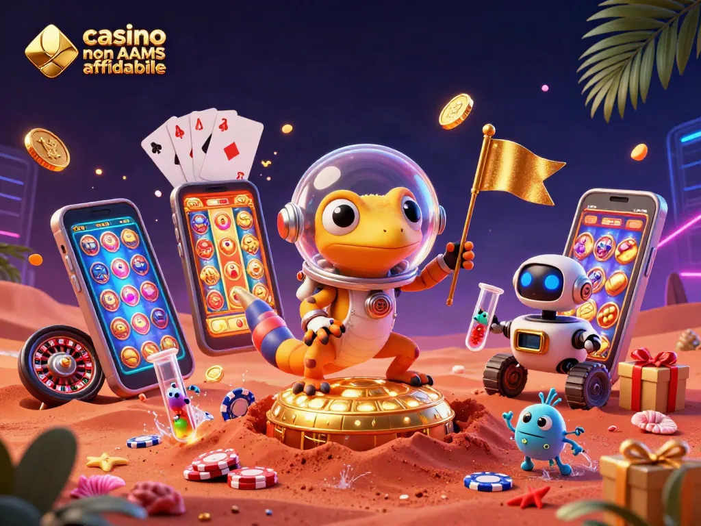gioca in un casino non AAMS affidabile mentre esplori slot e giochi con un gecko marziano
