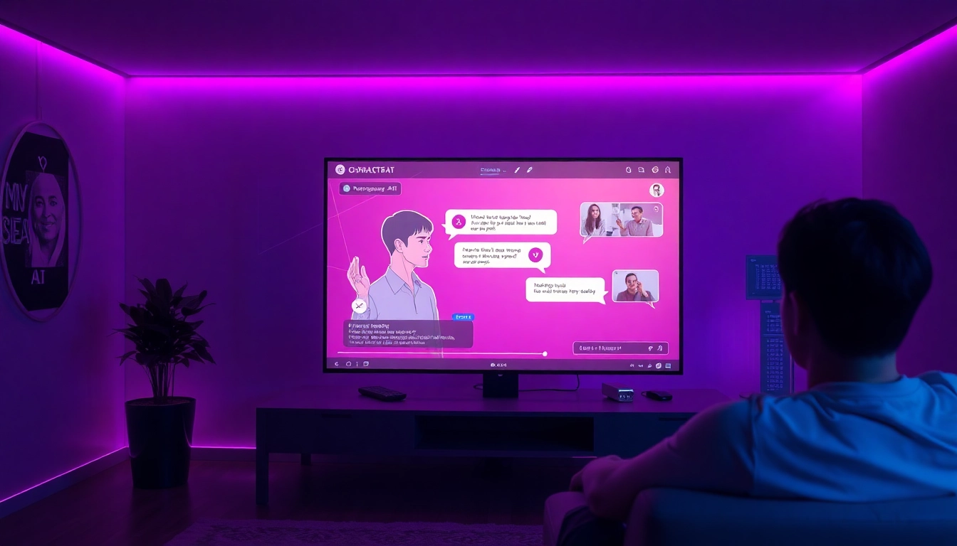 Interactive virtual chat showcasing ai sex characters in a modern interface.