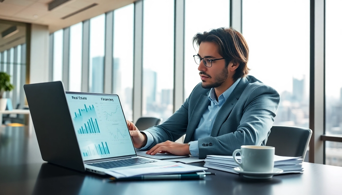 Analyze Real Estate Finance options with a financial analyst in a modern office.