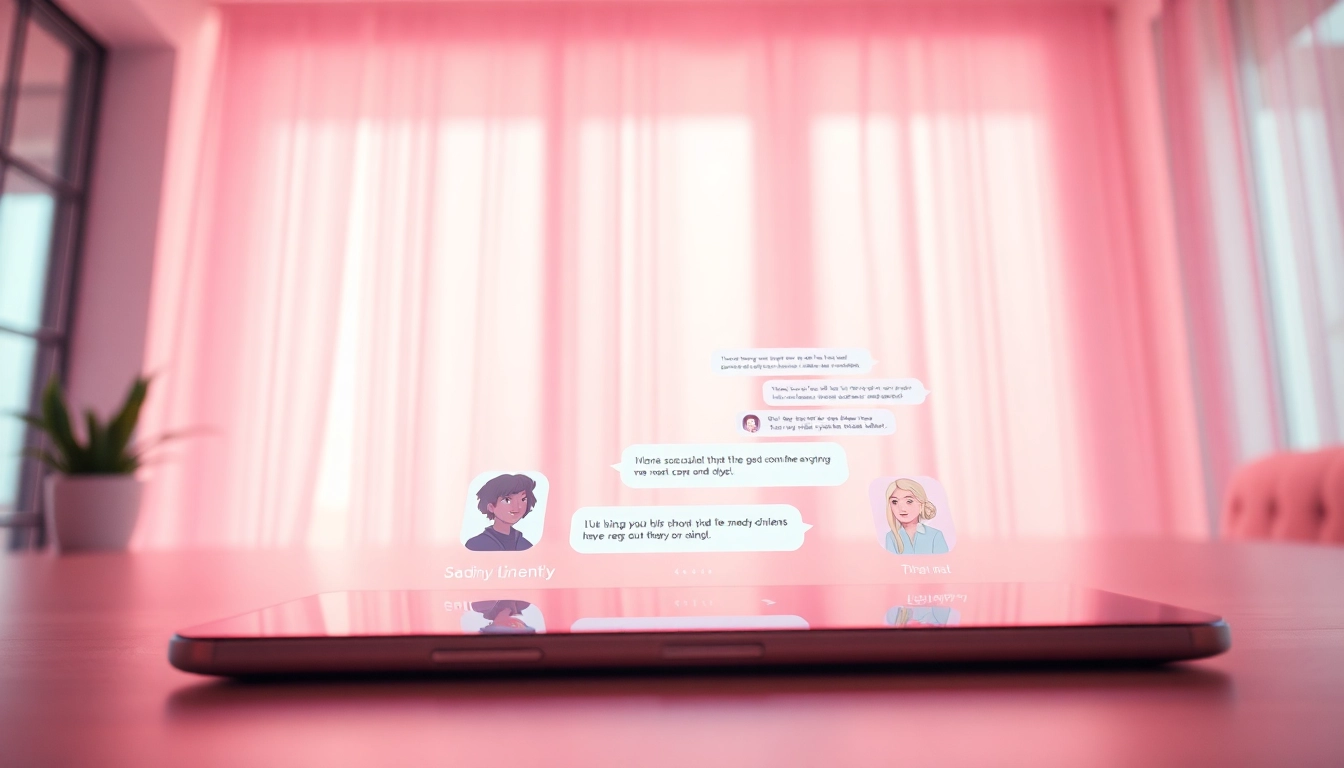 Engaging chat interface showcasing sex chat AI interactions with a friendly AI character.