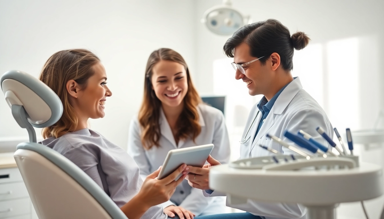 North Edmonton orthodontist providing expert consultation to a satisfied patient in a modern office.