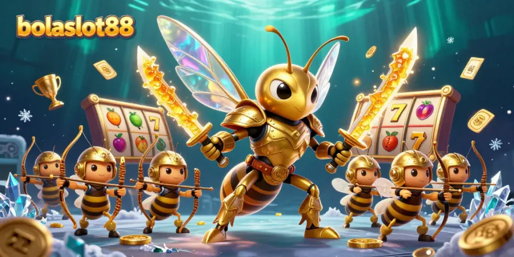 Experience the vibrant action of bolaslot88 with a samurai hornet, casino elements, and dynamic visuals.
