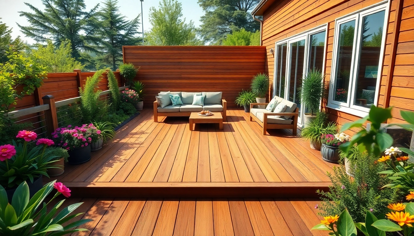 Crafting an inviting space with expert deck building techniques in a beautiful garden.