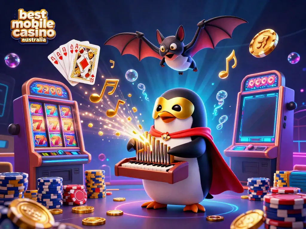 Experience rich gaming action with the best mobile casino australia featuring a whimsical penguin and dynamic game elements.