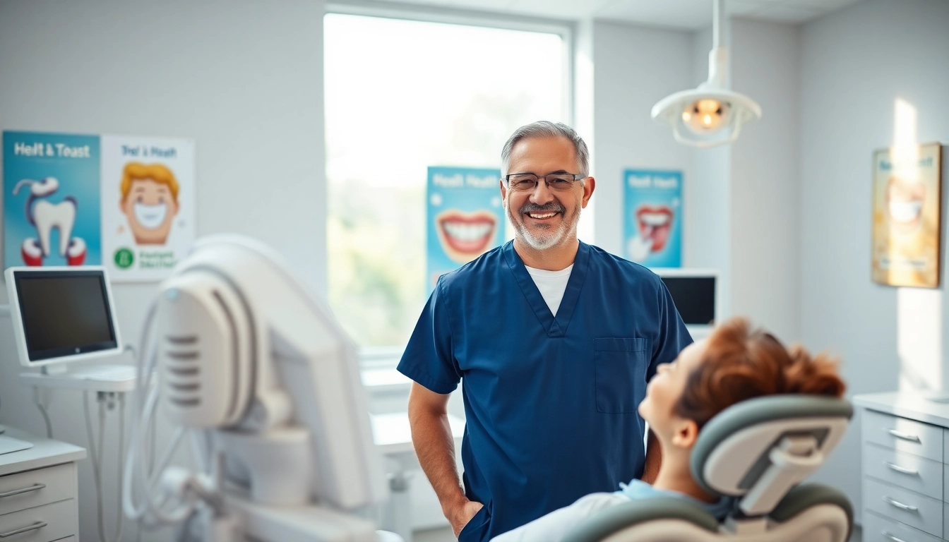 Dentist providing care in a modern dental clinic with advanced equipment.