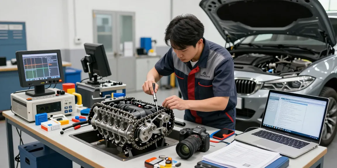 Professioneller BMW Steuerkettenwechsel in einer modernen Werkstatt