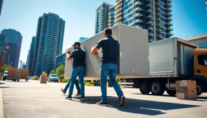 Best Toronto Movers expertly assist with large furniture during a busy city move.