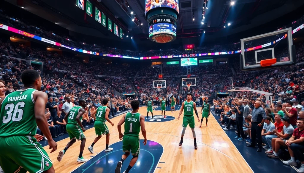 nba중계의 생생한 농구 경기 장면을 보여줍니다.