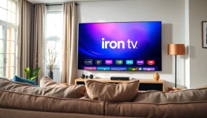 Engaging viewers with iron tv content in a cozy living room setup.