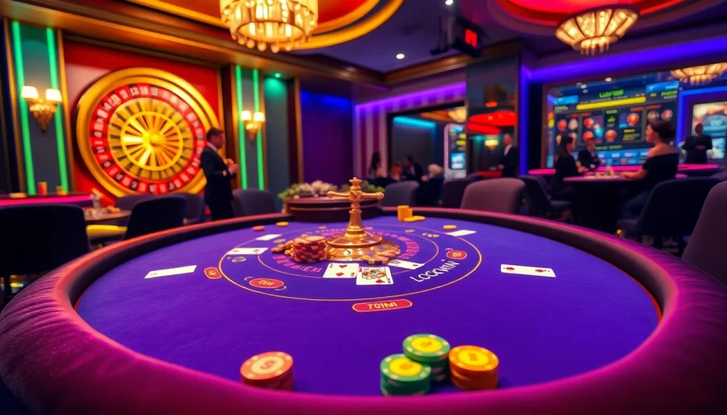 Experience the excitement of Luckywin at a vibrant casino table with engaging players.