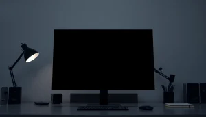 Black screen image on a sleek monitor for digital minimalism and focus.