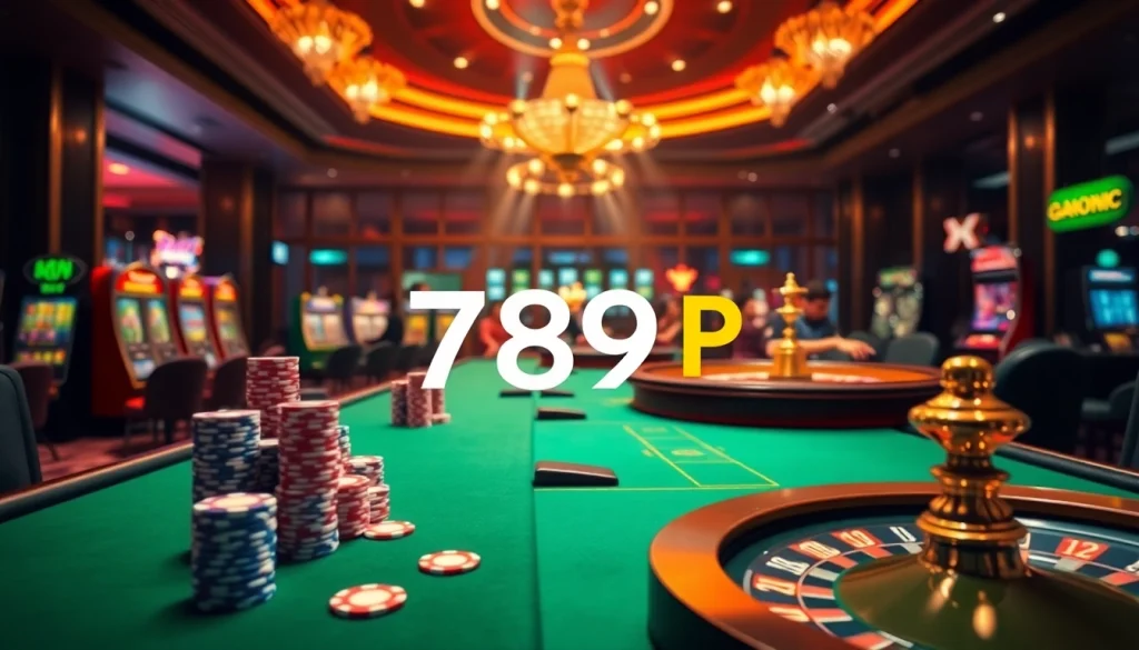 Experience the thrill of the casino with 789 P poker chips stacked at a vibrant table.