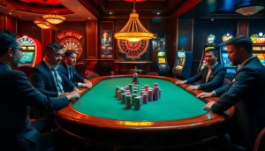 Experience Gopay88 Daftar at a luxurious casino poker table surrounded by players.