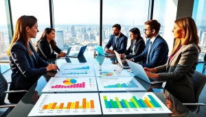 Explore sales opportunities by industry through a vibrant business meeting with data-driven discussions.