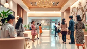 土浦のソープランドの賑やかな受付エリア。温かい交流と魅力的な内装を紹介。