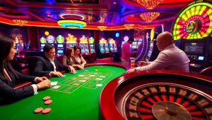 Players enjoying table games at u888 com, showcasing excitement and professional gambling atmosphere.