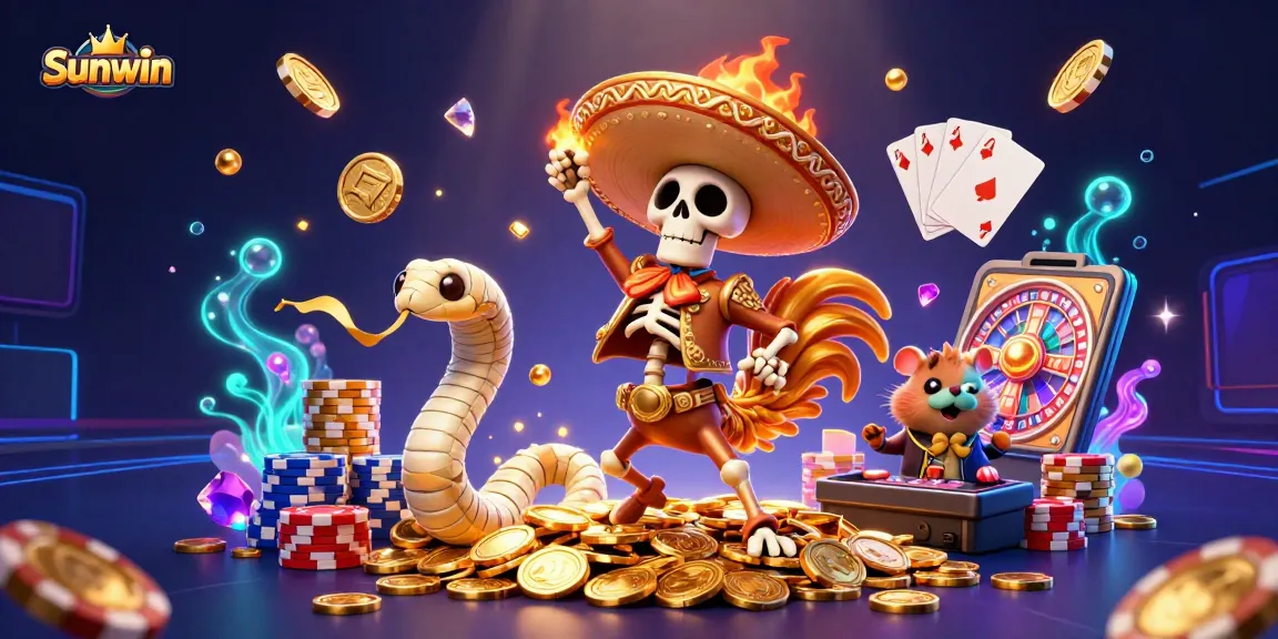 Experience winning excitement at Sunwin with vibrant casino characters and dynamic gaming elements.