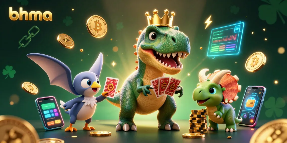 Experience unparalleled fun at bhma’s vibrant casino scene with a T-Rex shuffling cards.